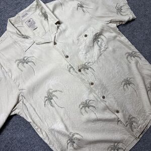 Luau‎ Finest Silk Limited Edition Ivory Short Sleeve Hawaiian Shirt Men's L